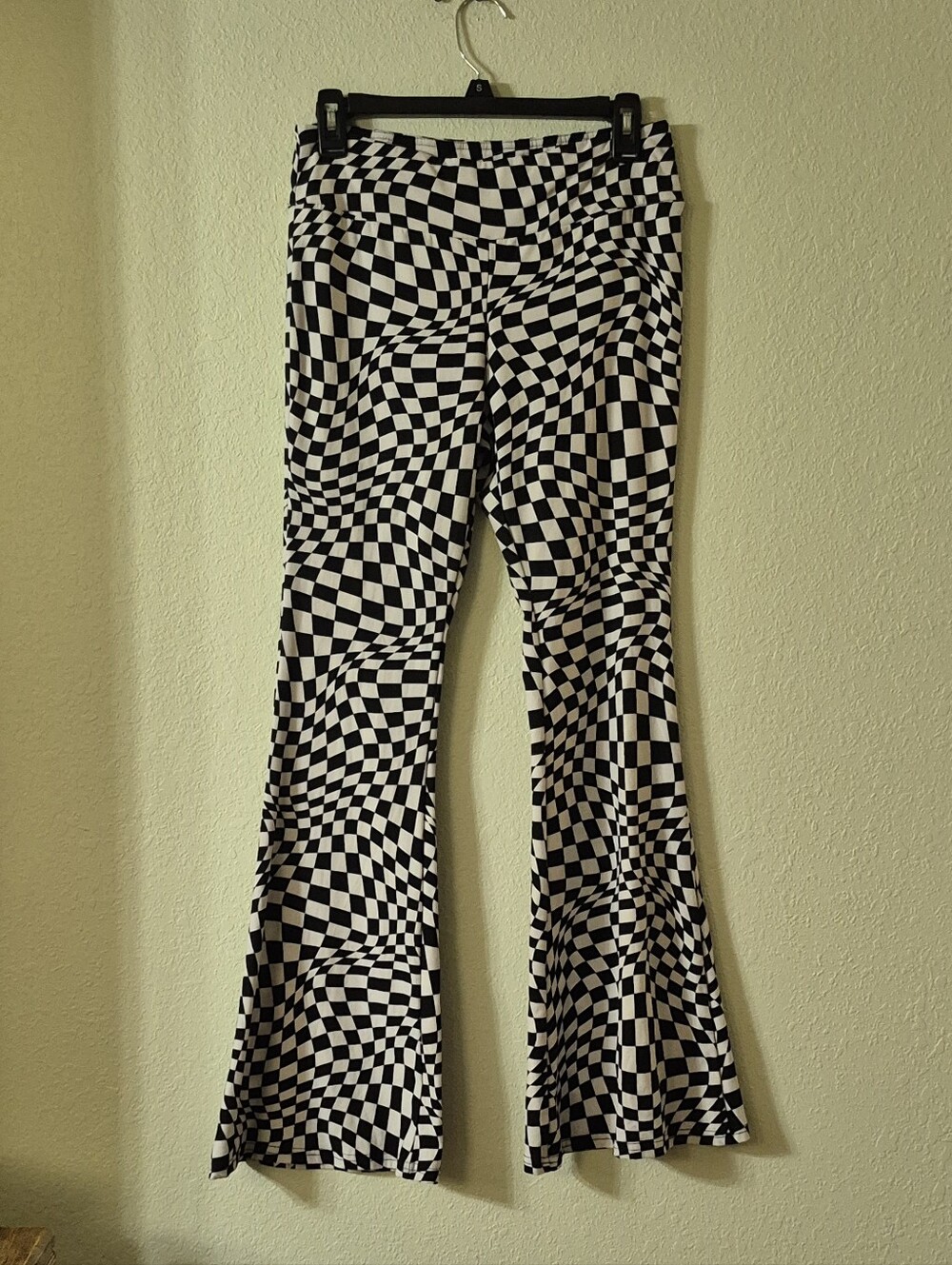 No Boundaries Black & White Checkerboard Flare Pants